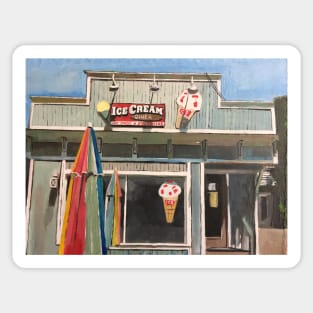 American Ice Cream Shop In Summer Sticker